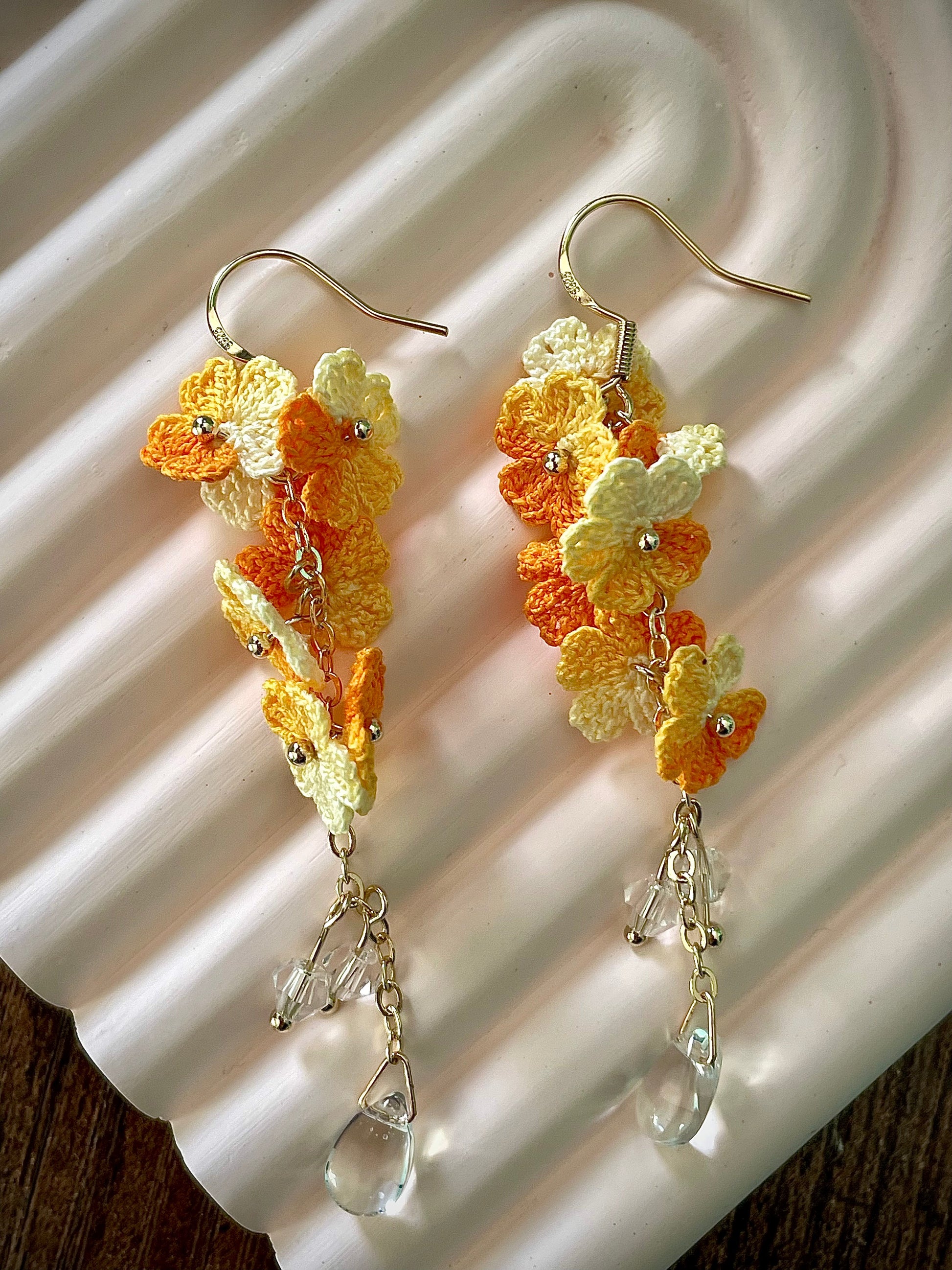 Myosotis Earring Danglers Micro-Crochet that Blossom with Charm Seven Forget-me-not