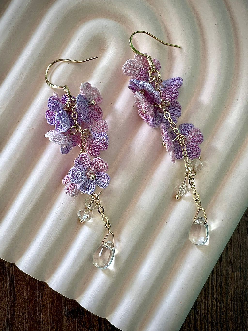 Myosotis Earring Danglers Micro-Crochet that Blossom with Charm Seven Forget-me-not