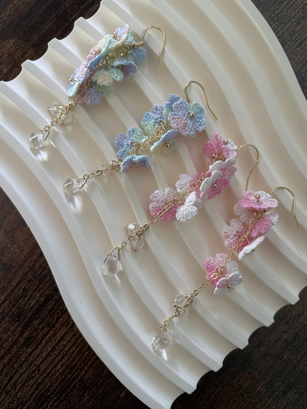 Myosotis Earring Danglers Micro-Crochet that Blossom with Charm Seven Forget-me-not