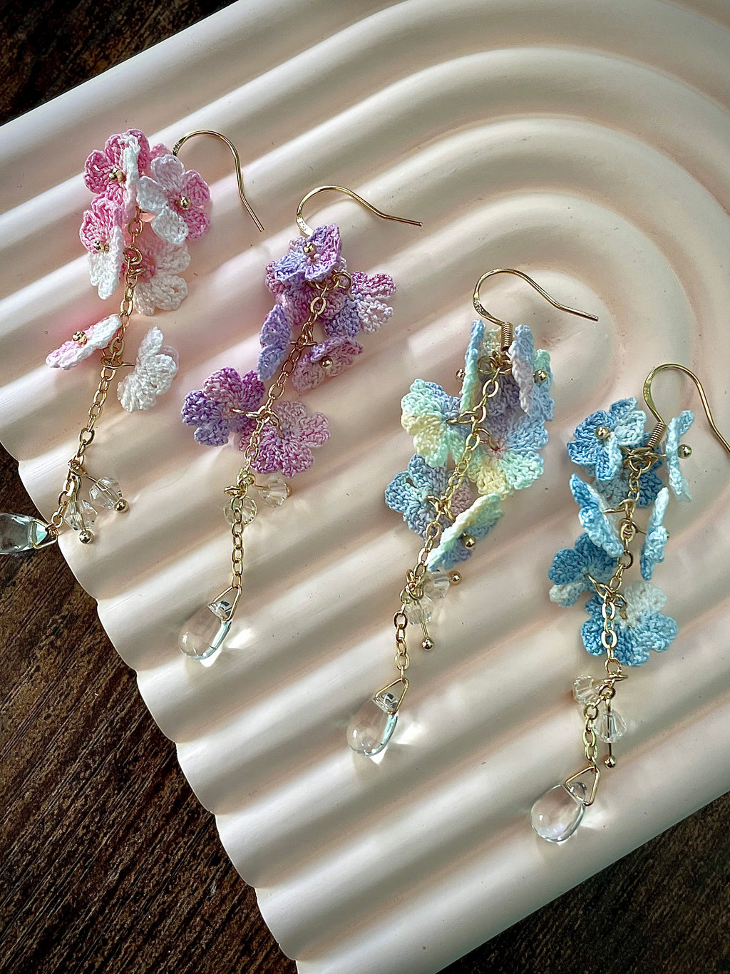 Myosotis Earring Danglers Micro-Crochet that Blossom with Charm Seven Forget-me-not