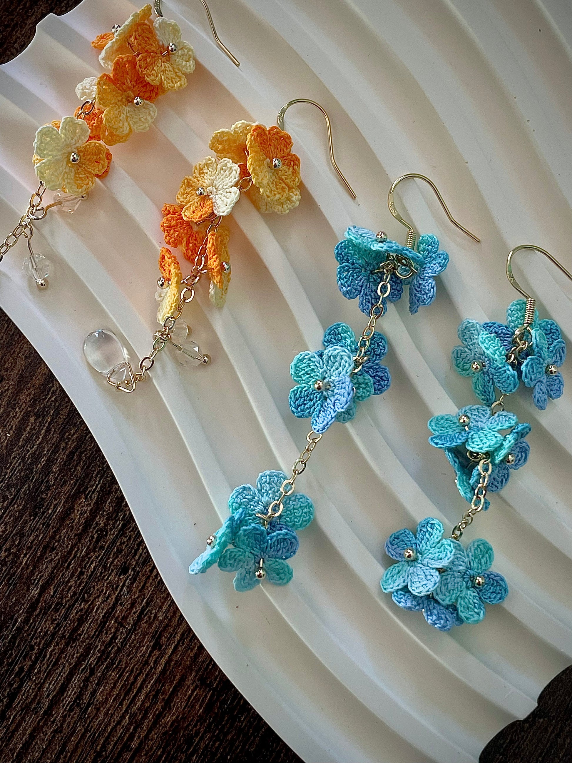Myosotis Earring Danglers Micro-Crochet that Blossom with Charm Seven Forget-me-not