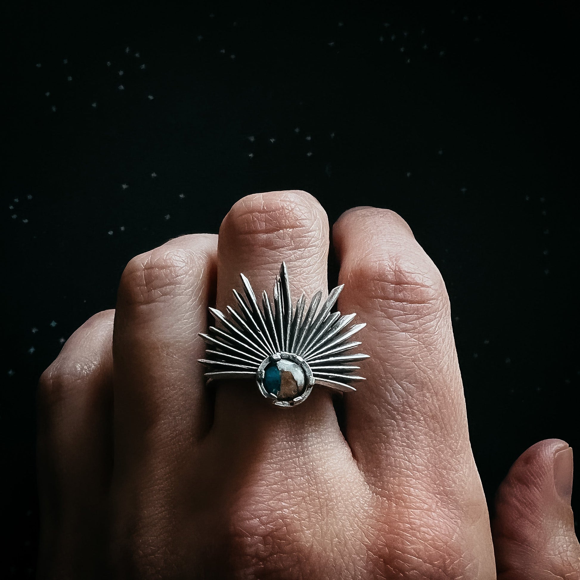 Sun Goddess Ring with Copper Oyster Turquoise