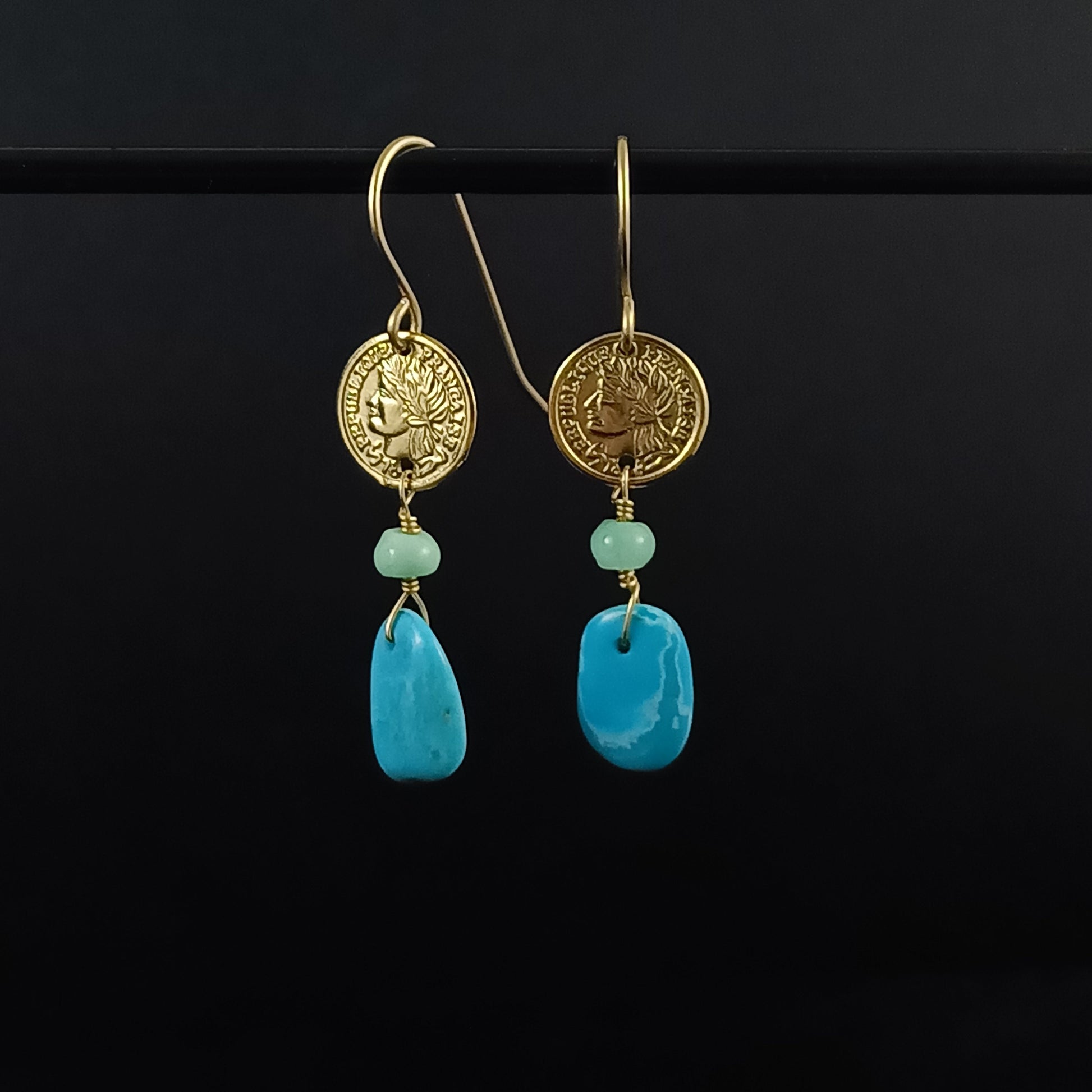 Turquoise Coin Earrings
