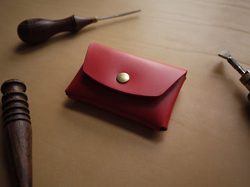 Button leather wallet - Red