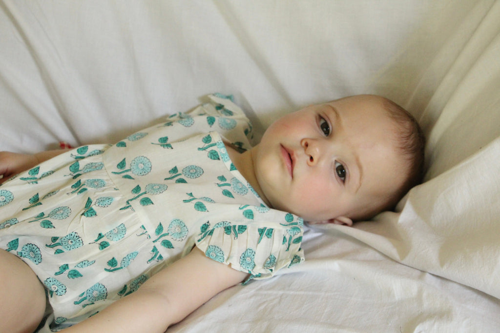 Frilly Bodysuit - Sea Blue Floral