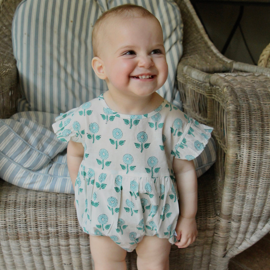 Frilly Bodysuit - Sea Blue Floral