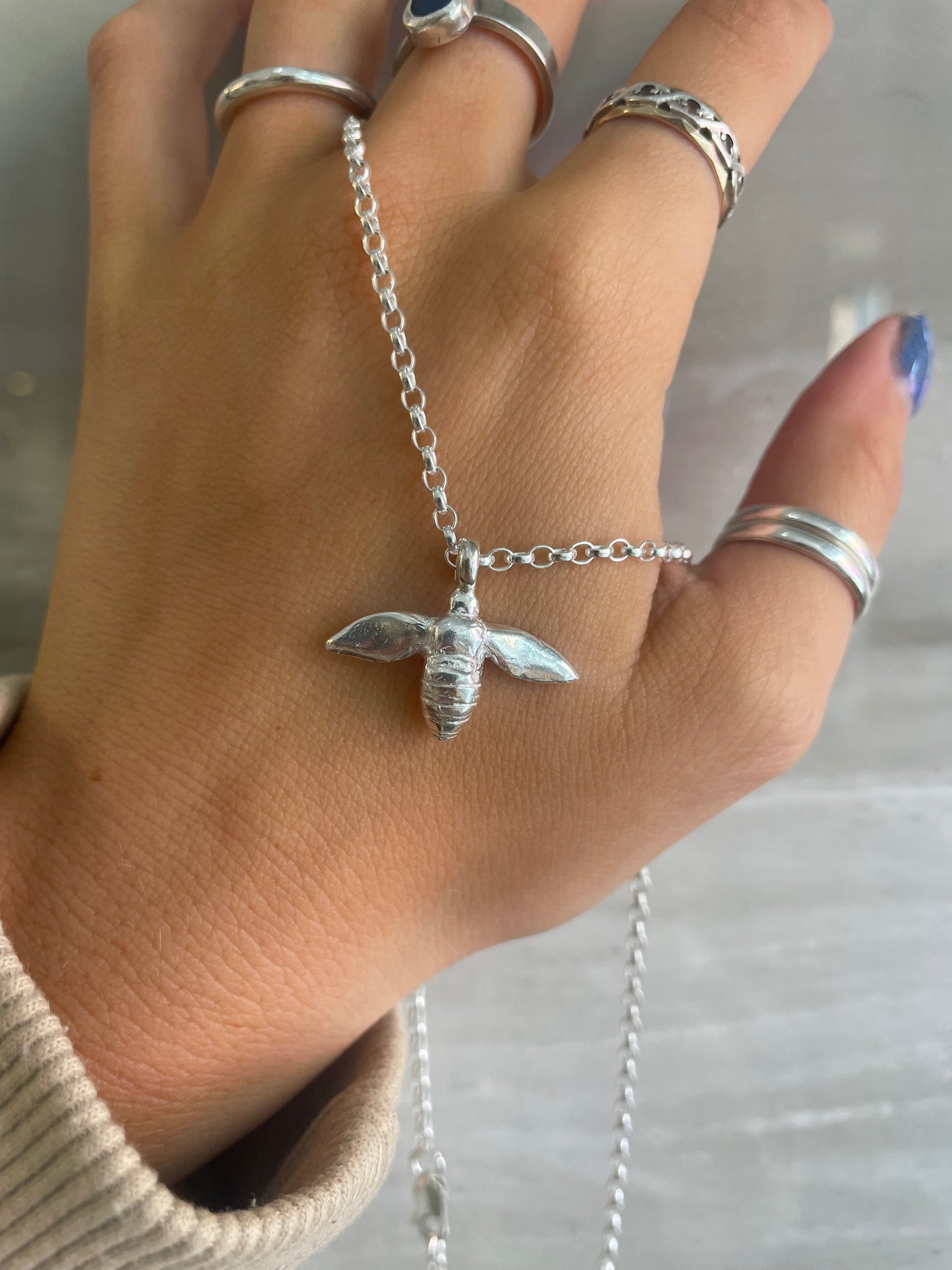 Honey Bee Sterling Silver Necklace