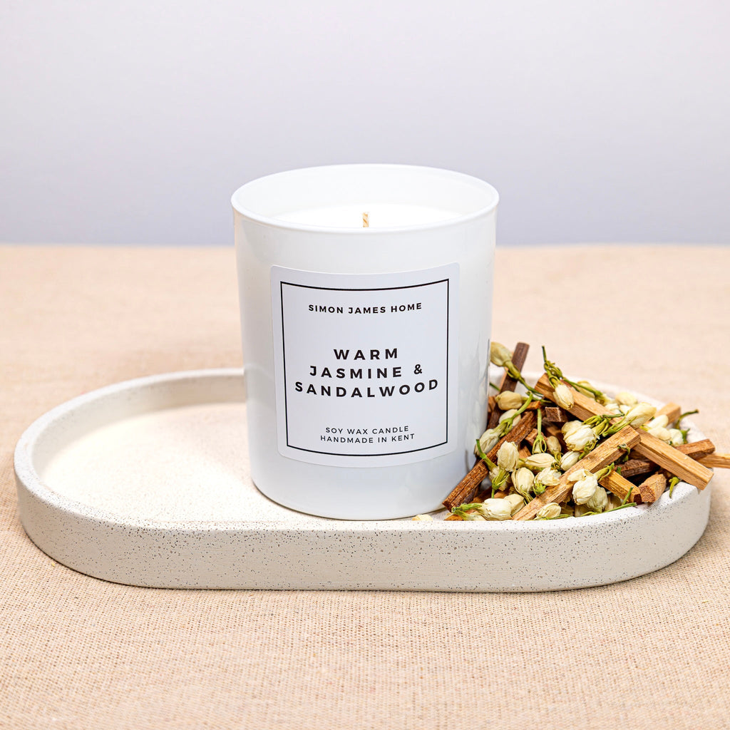 Warm Jasmine & Sandalwood Handmade Soy Wax Candle
