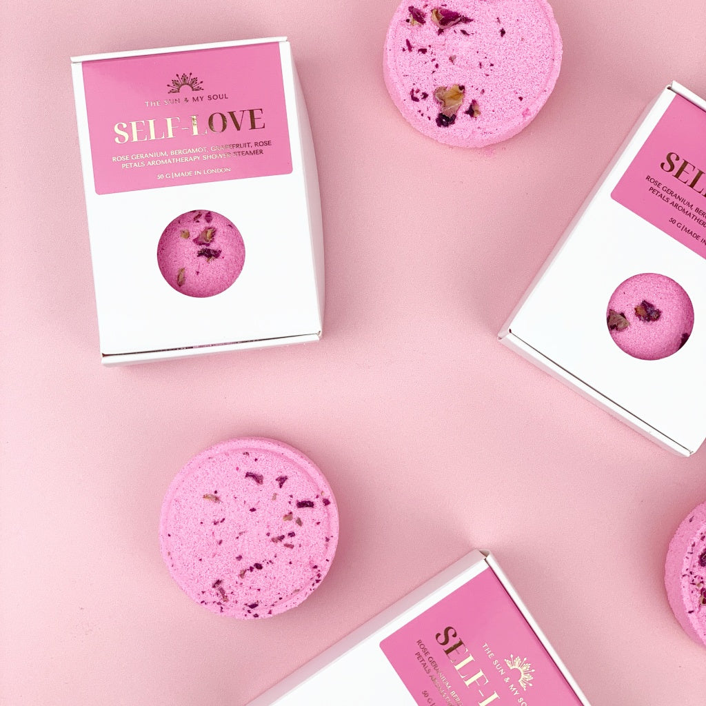 Self Love Aromatherapy Shower Steamer with Rose Geranium, Black Pepper and Bergamot