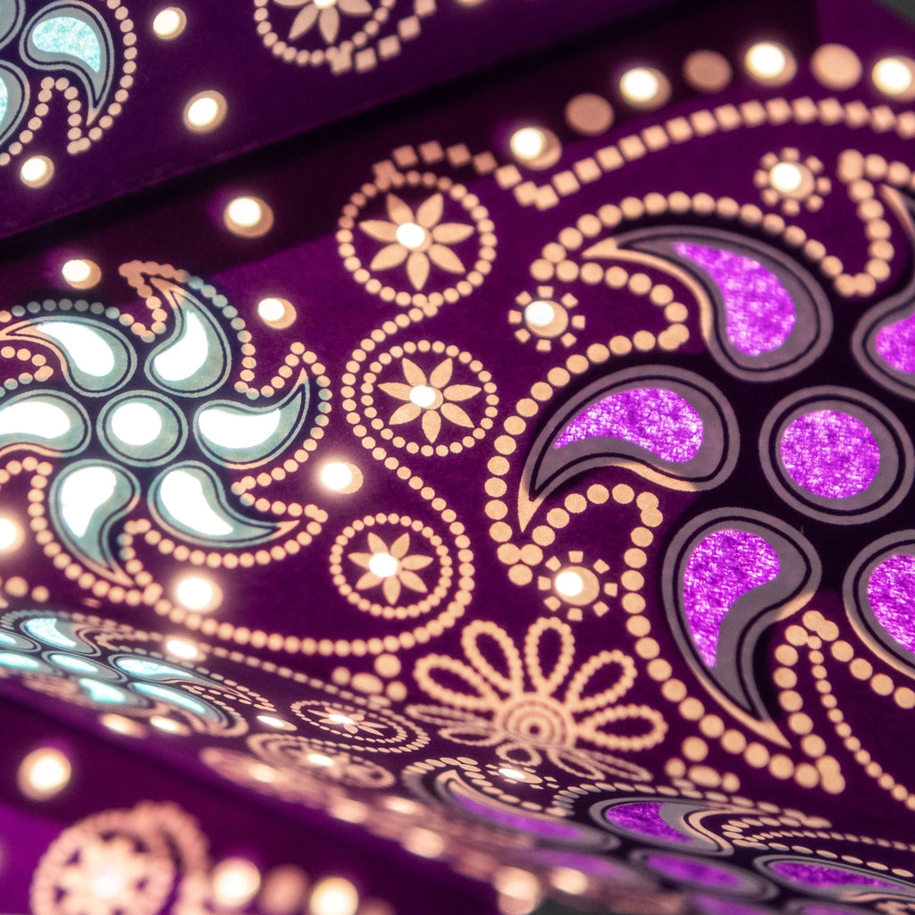 Violet Star Lantern with Hand Punched Light Patterns