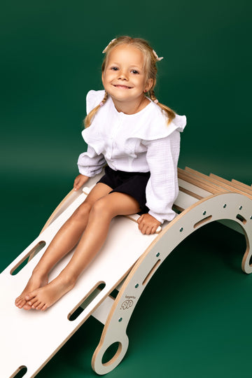 White Wooden Dream Rocker – Montessori Inspired Play & Comfort by MeowBaby at www.brixbailey.com