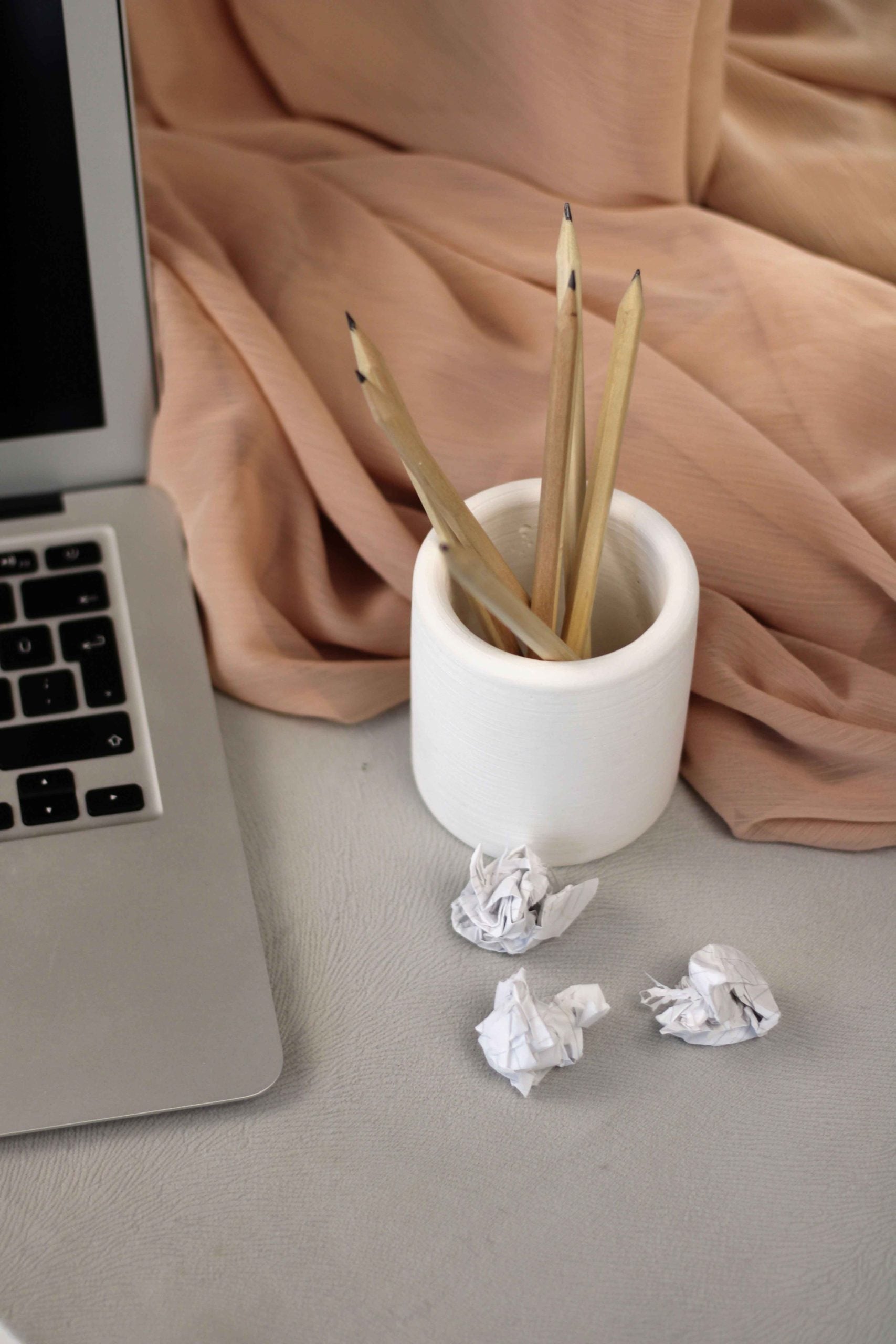 White Concrete Pen and Pencil Holder