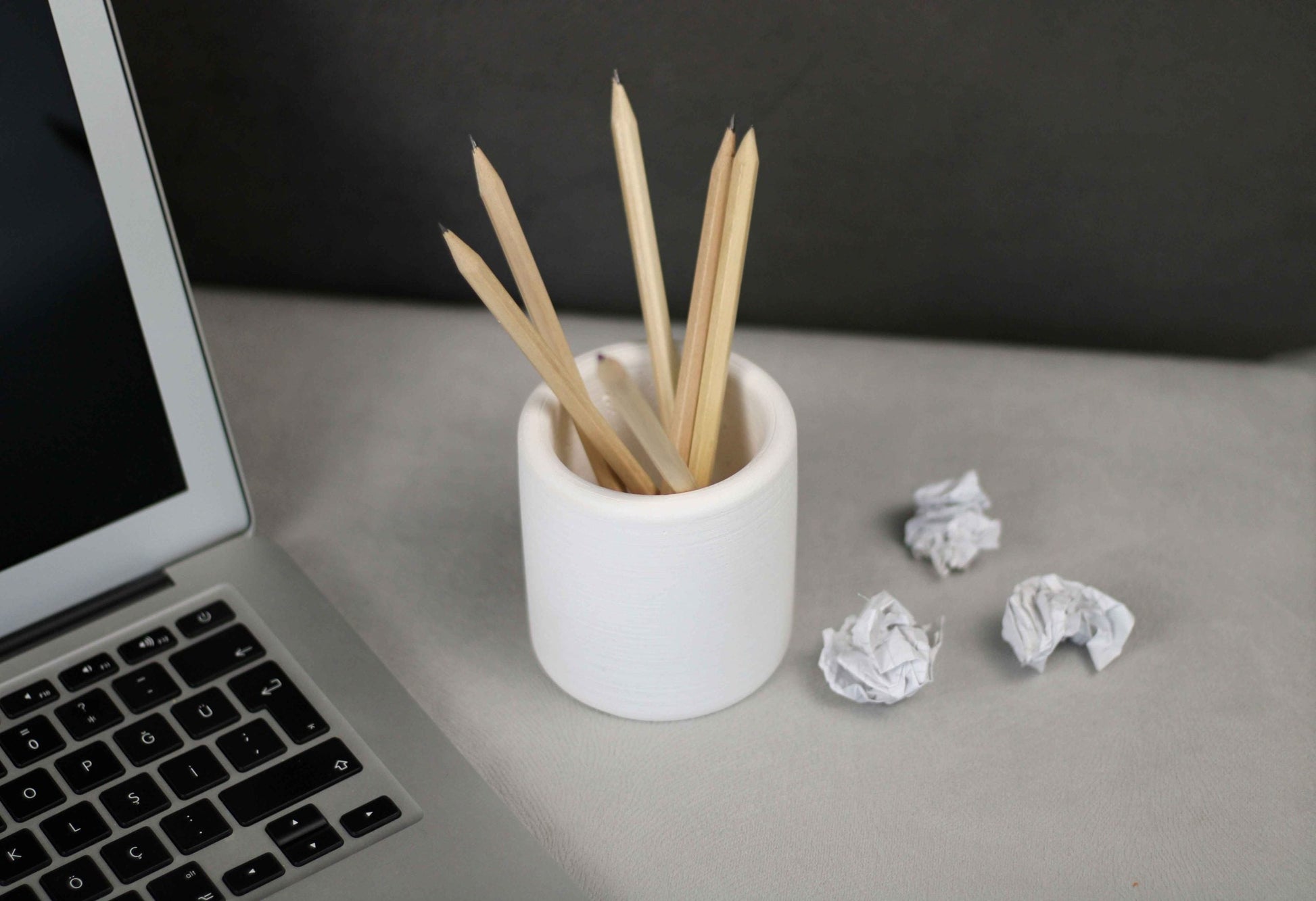 White Concrete Pen and Pencil Holder