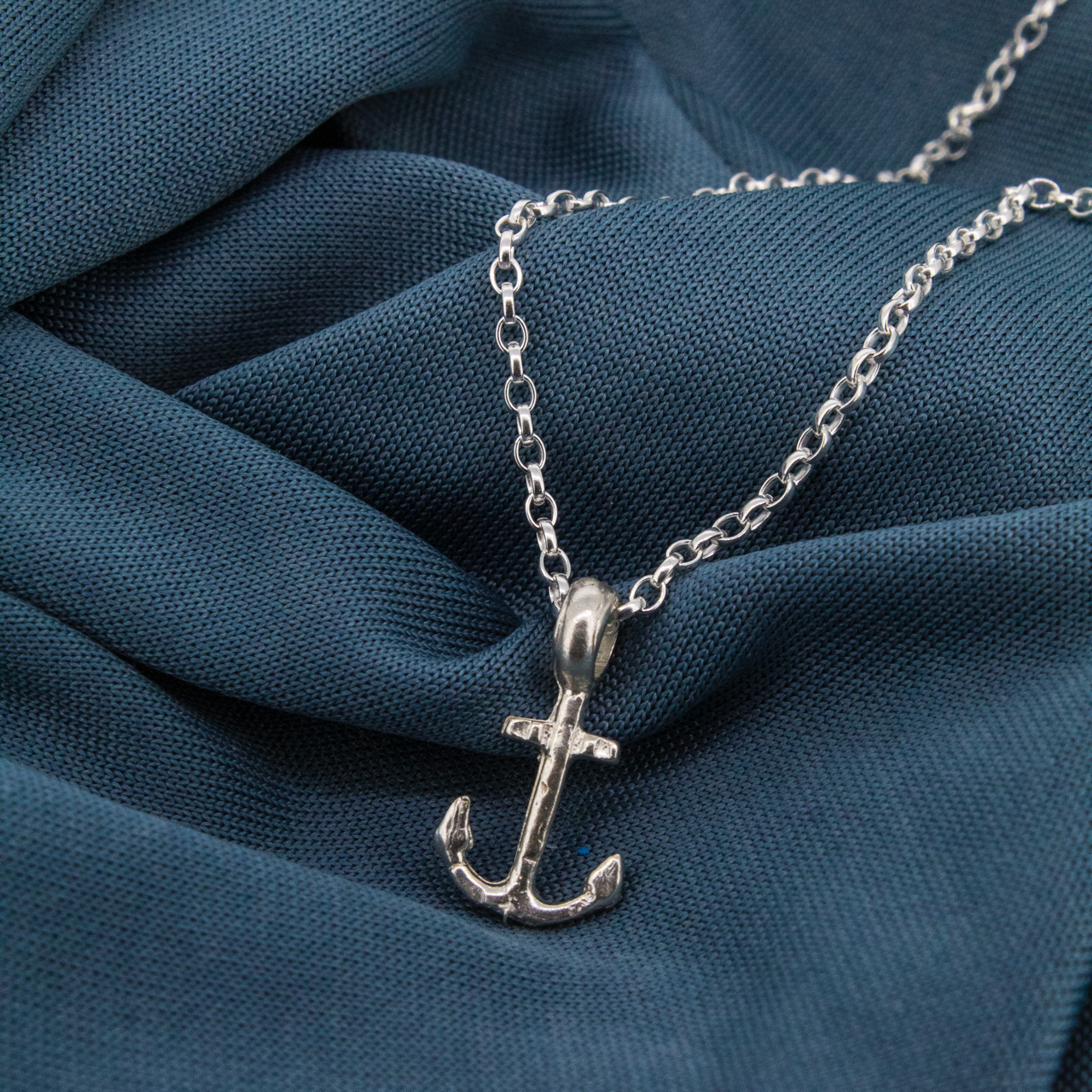 Anchor Charm Necklace in Sterling Silver