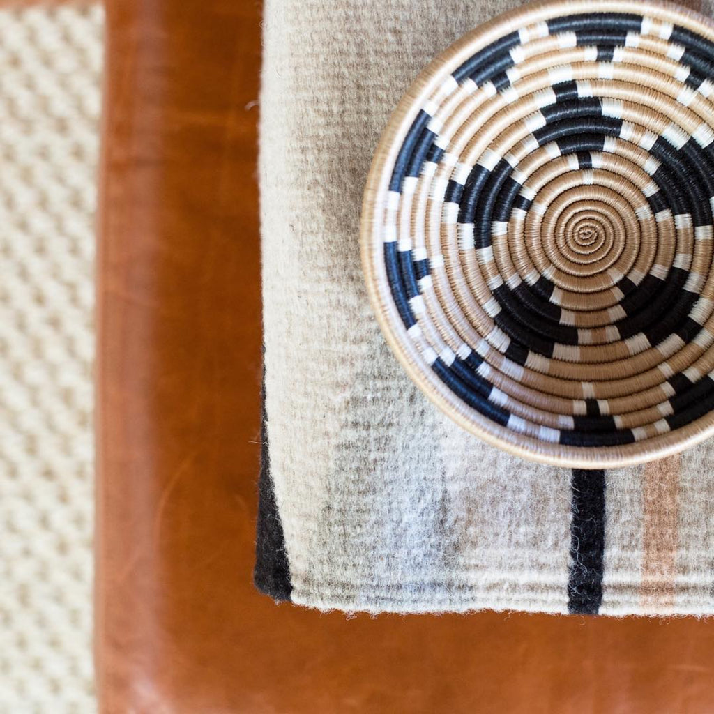 Woven Sisal Bowls in Black Diamonds and Indigo