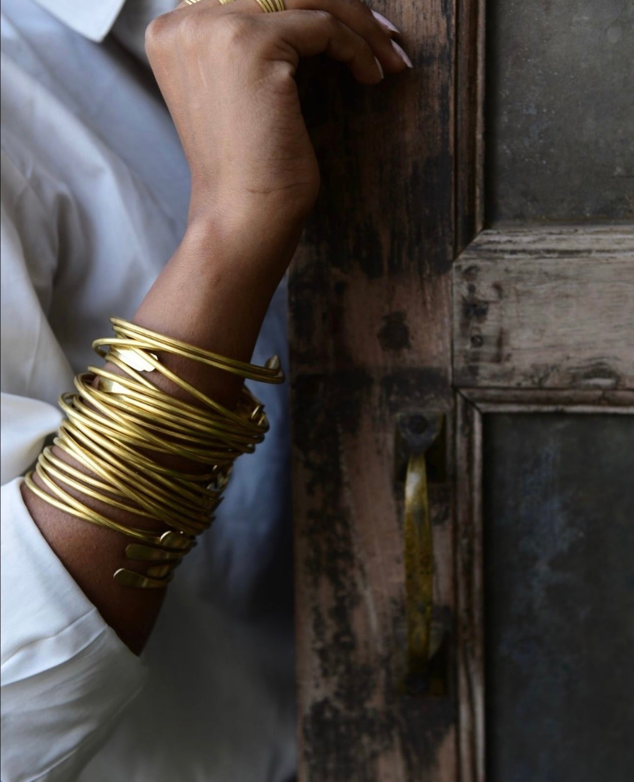 Minimalist Coil Gold/Sliver Bangle Bracelet.