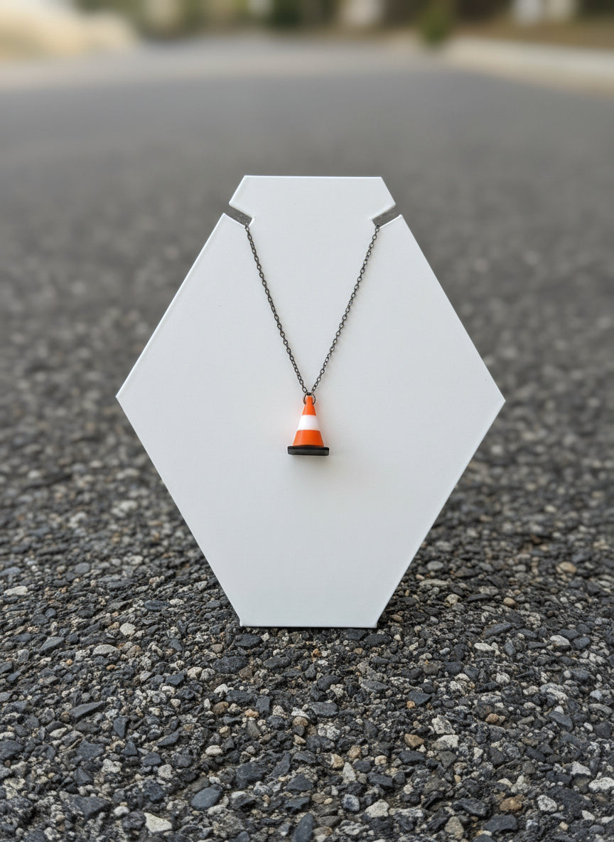 Traffic Cone Pendant Necklace