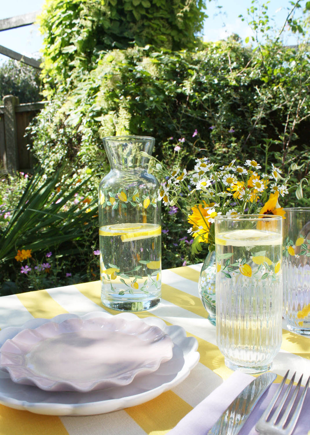 Limoncello Ribbed Highball Glasses Set of 2