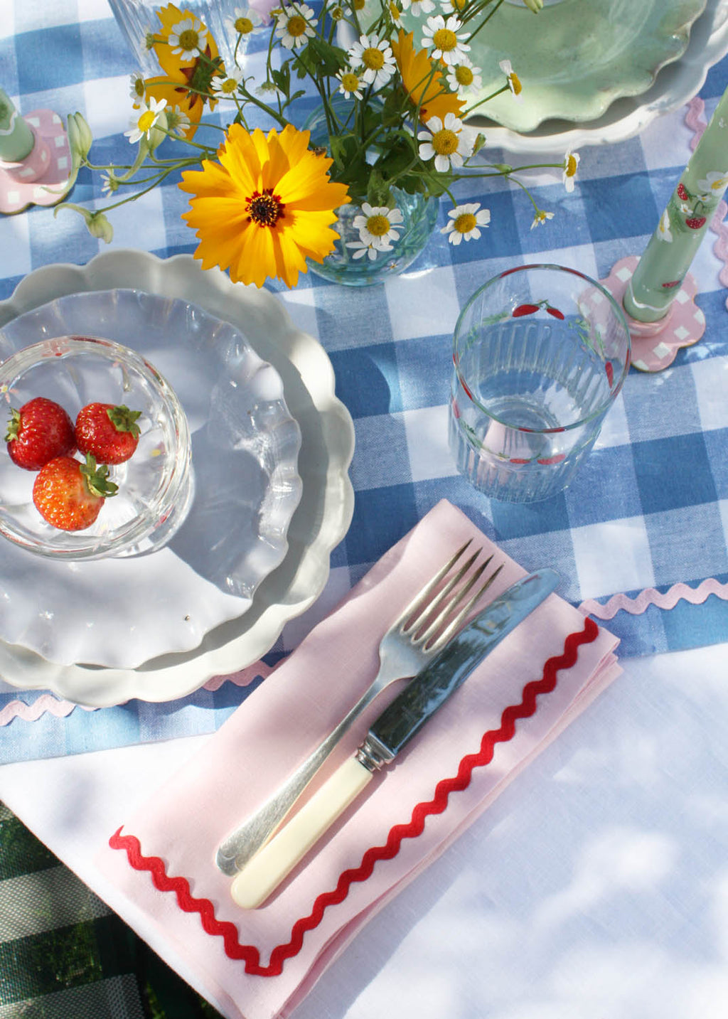 Strawberry Ribbed Highball Glasses Set of 2