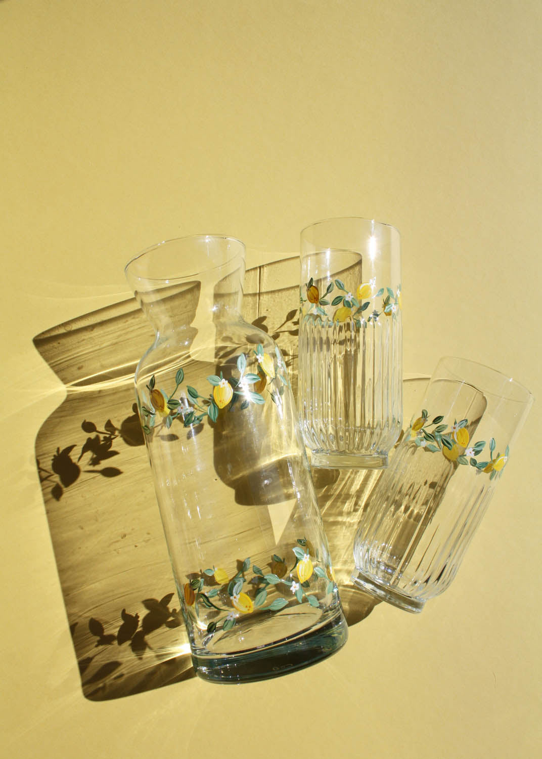 Limoncello Ribbed Highball Glasses Set of 2