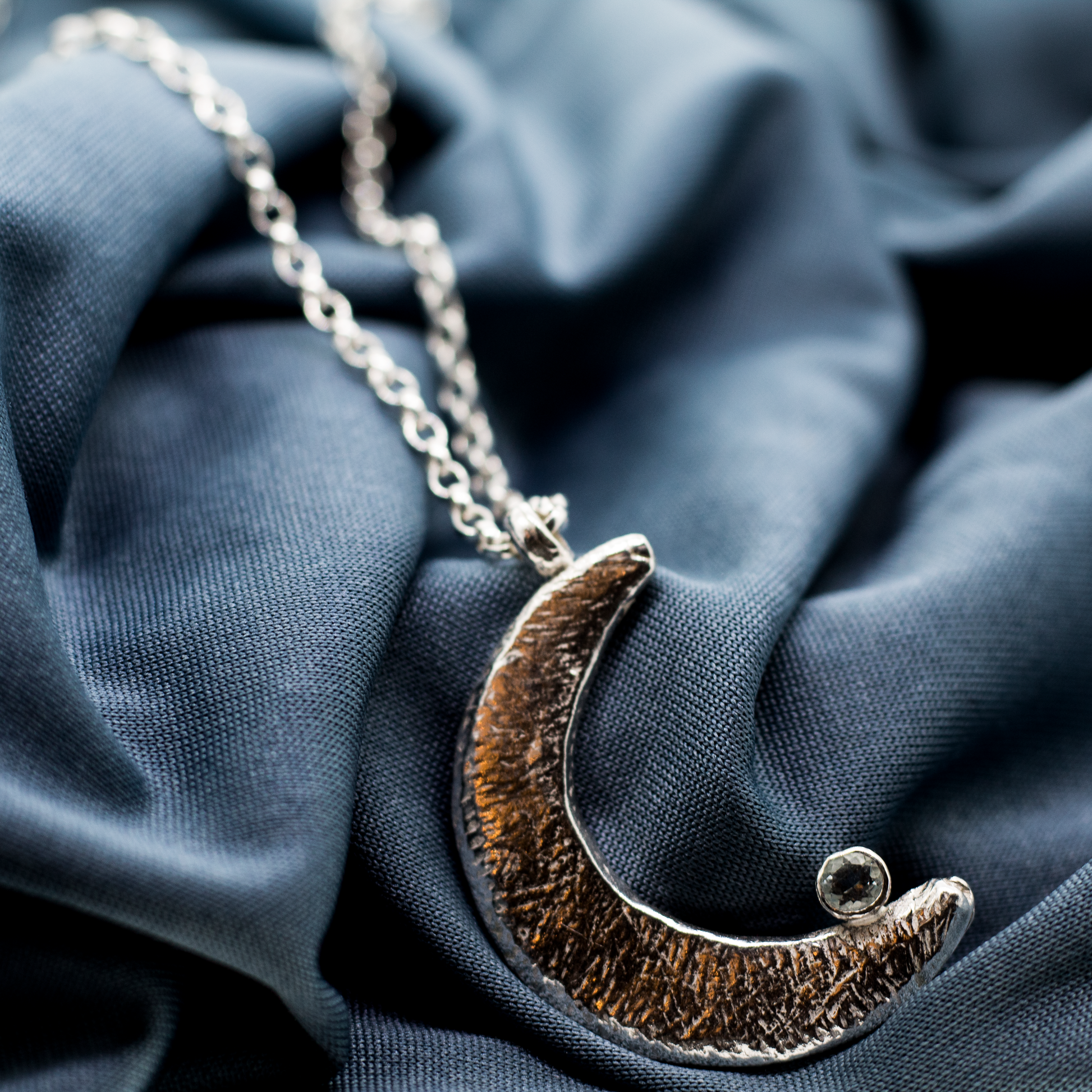 Goddess of the Moon Aquamarine Sterling Silver Necklace