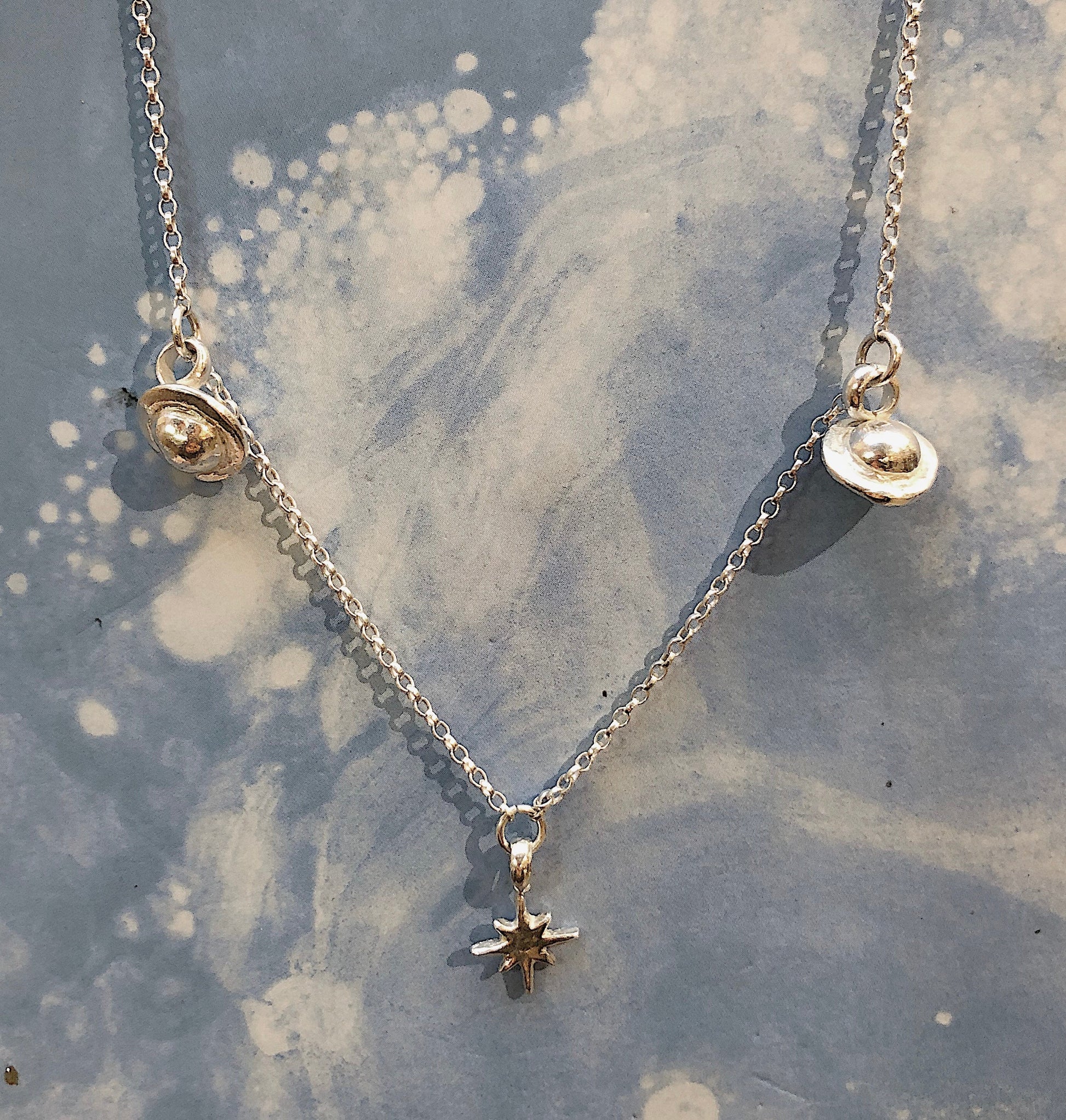 North Star with Two Saturn Charm Necklace