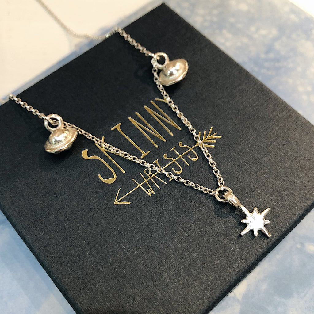 North Star with Two Saturn Charm Necklace