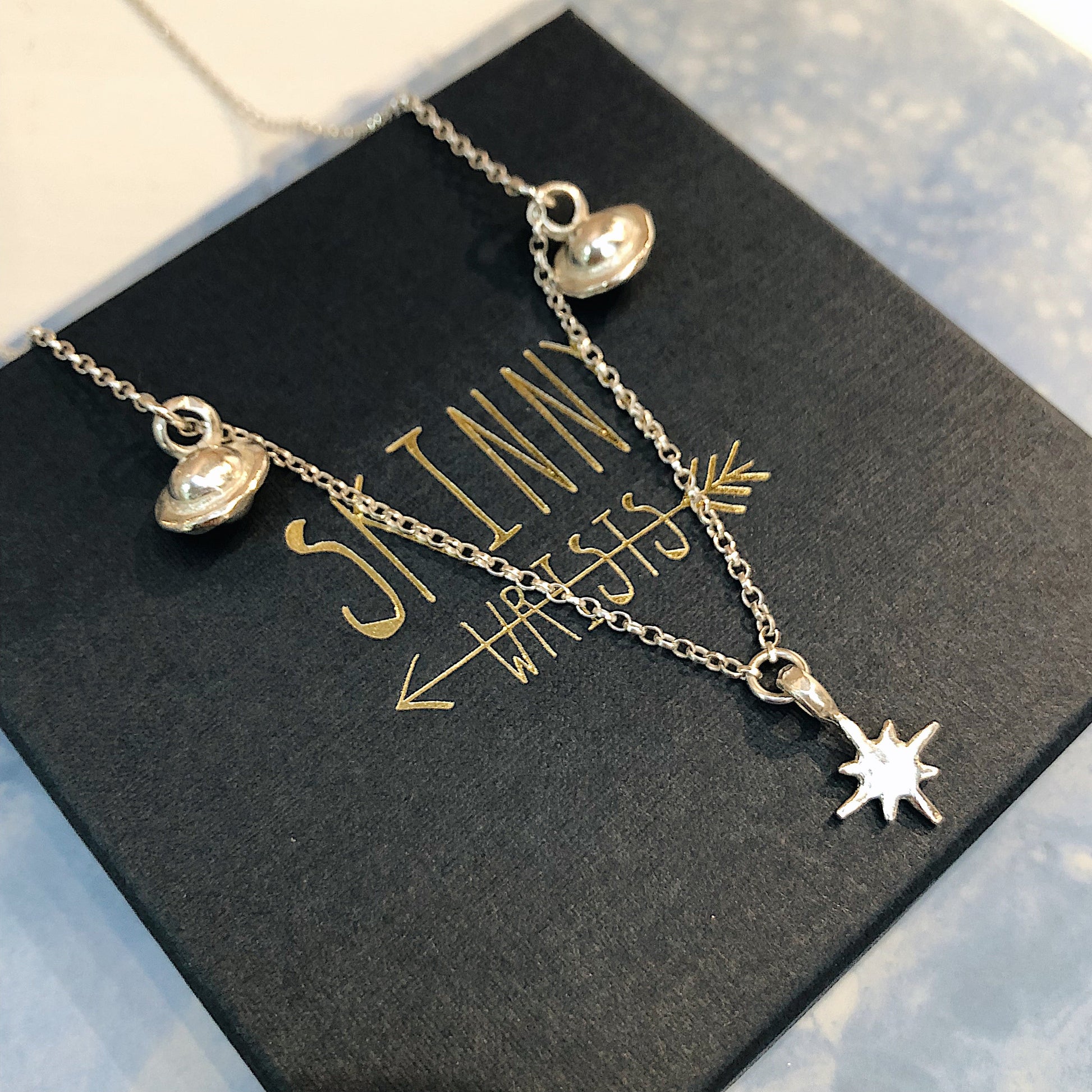 North Star with Two Saturn Charm Necklace