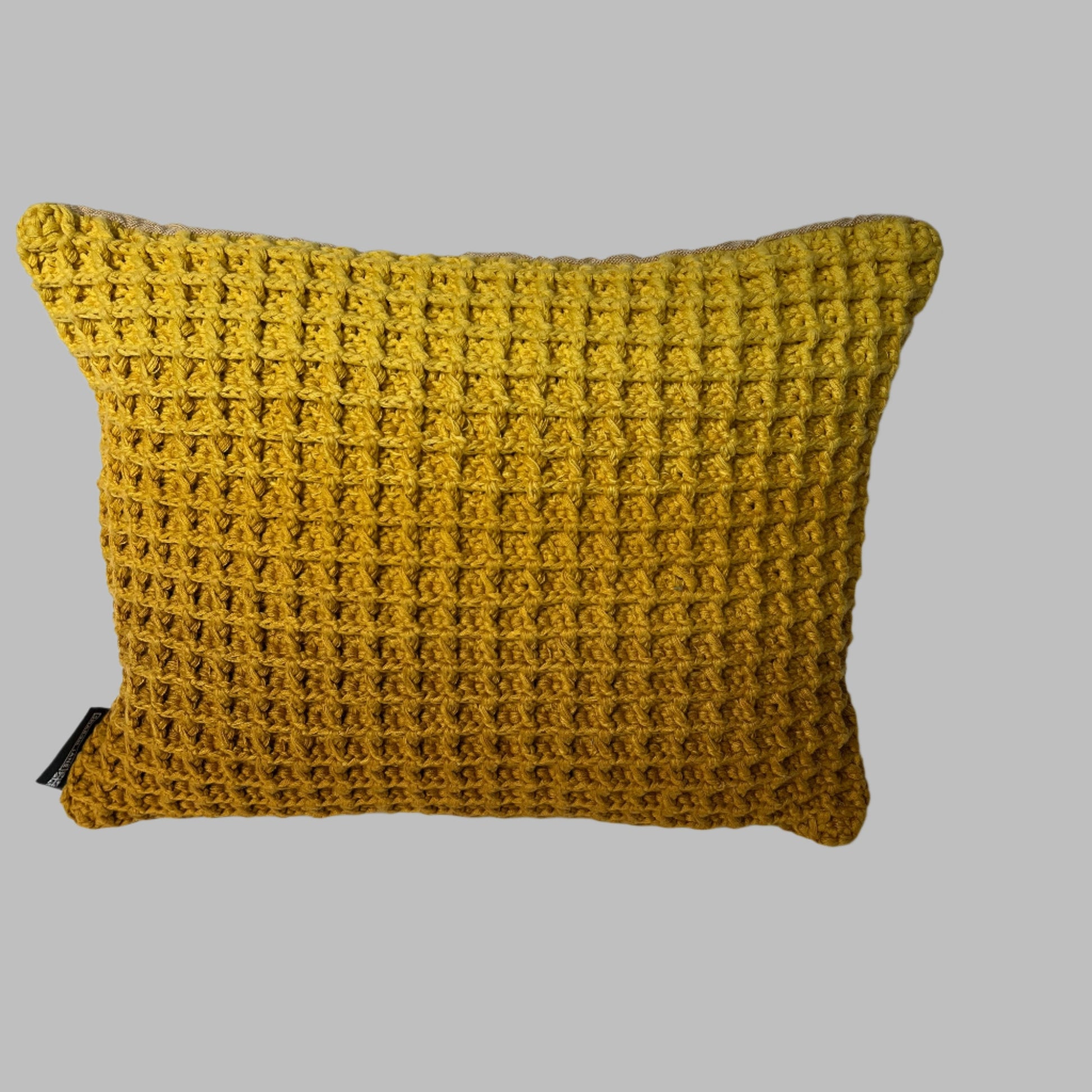 Waffle Graduated Tonal Crocheted Cushion - Ochre