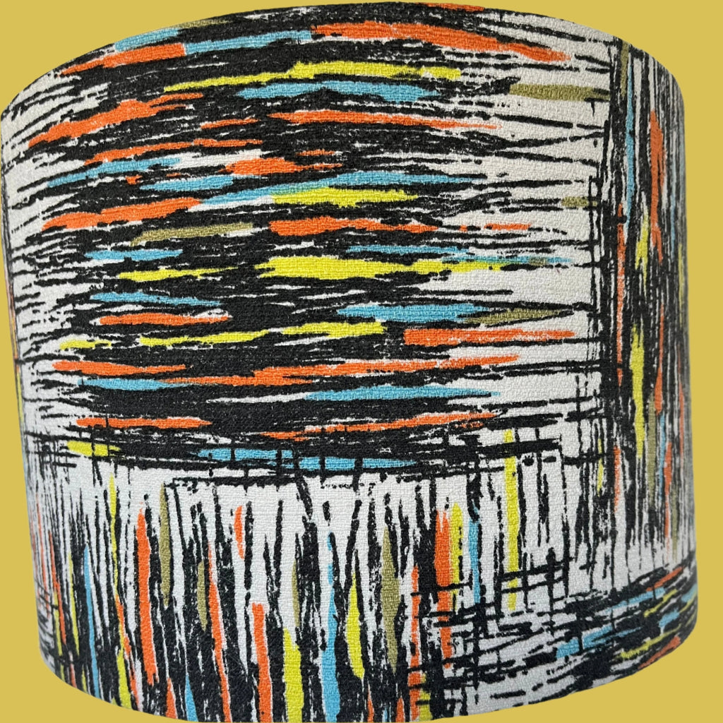 Vintage mid - century fabric Lampshade - 21 h x 30 d cm