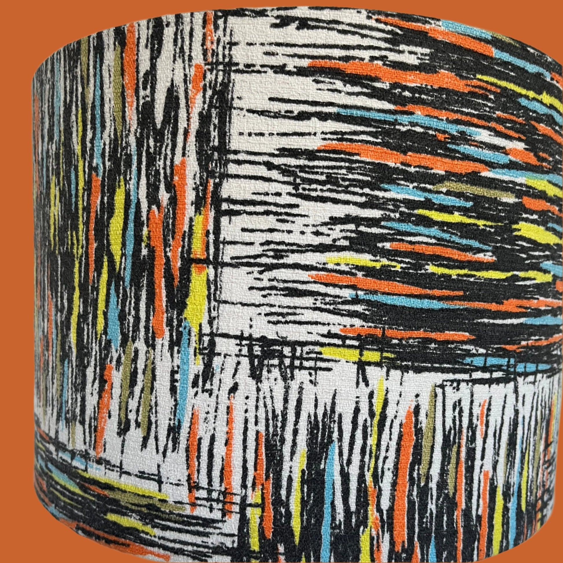 Vintage mid - century fabric Lampshade - 21 h x 30 d cm