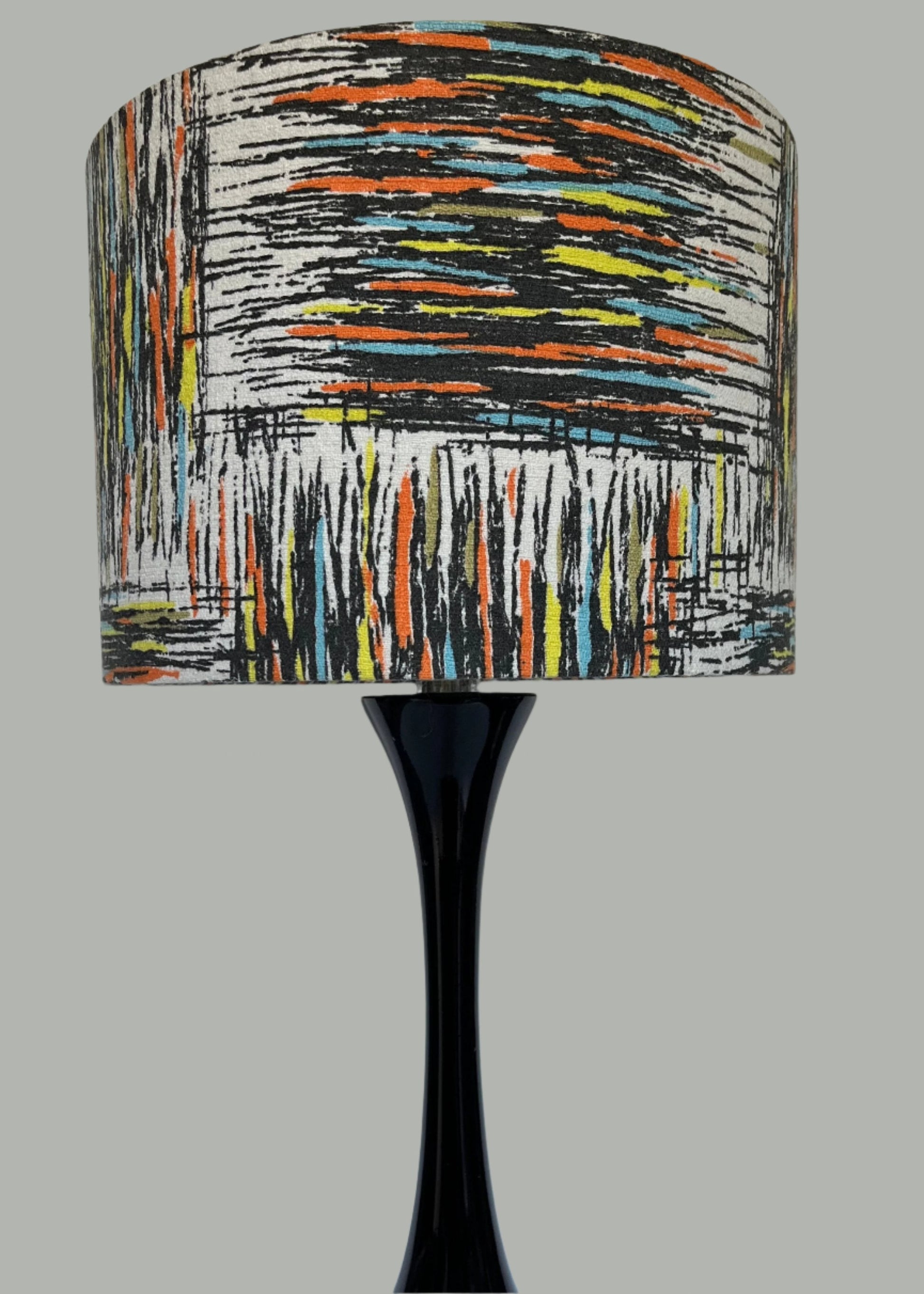 Vintage mid - century fabric Lampshade - 21 h x 30 d cm