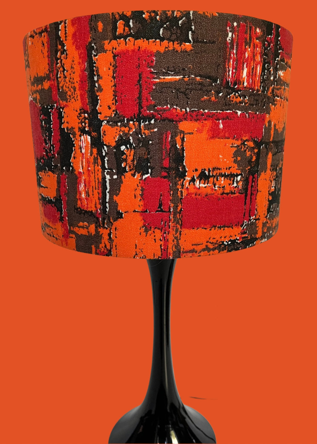 Vintage mid - century fabric Lampshade - 21 h x 30 d cm