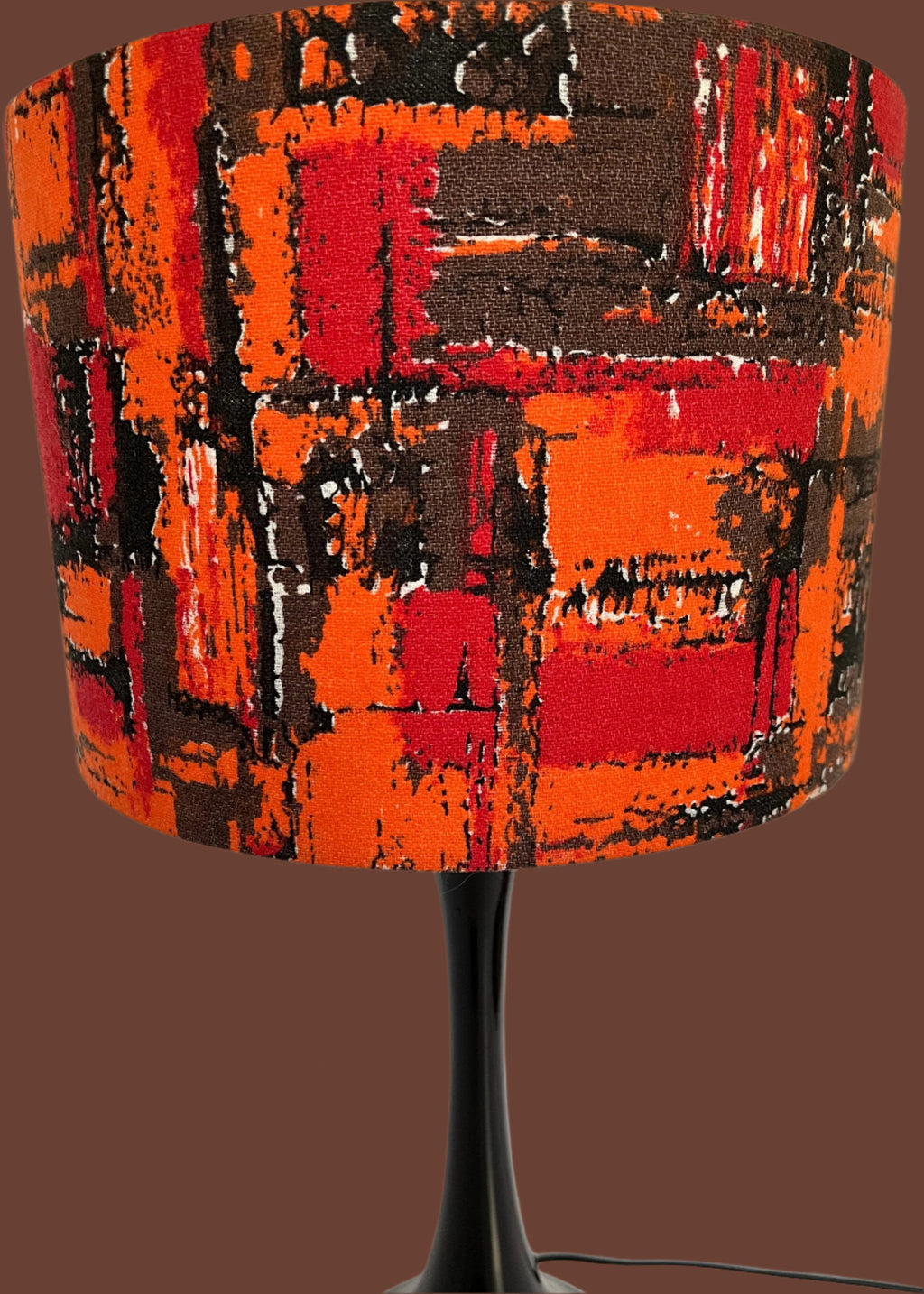 Vintage mid - century fabric Lampshade - 21 h x 30 d cm