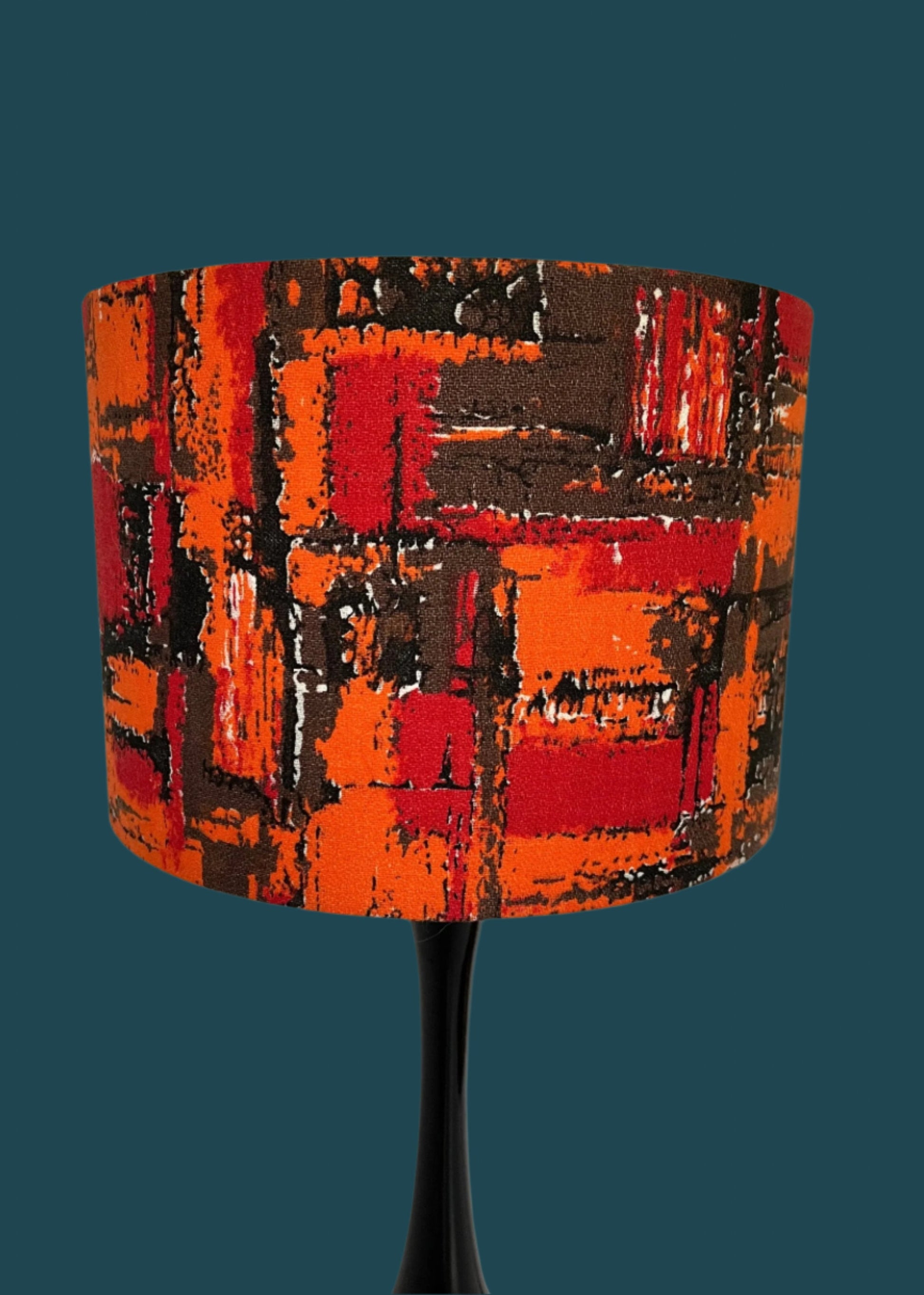 Vintage mid - century fabric Lampshade - 21 h x 30 d cm