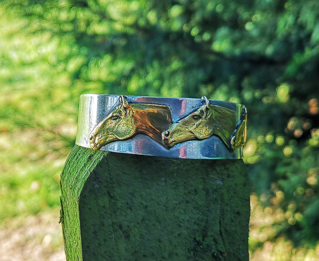 Silver Steed Three horses heads bangle
