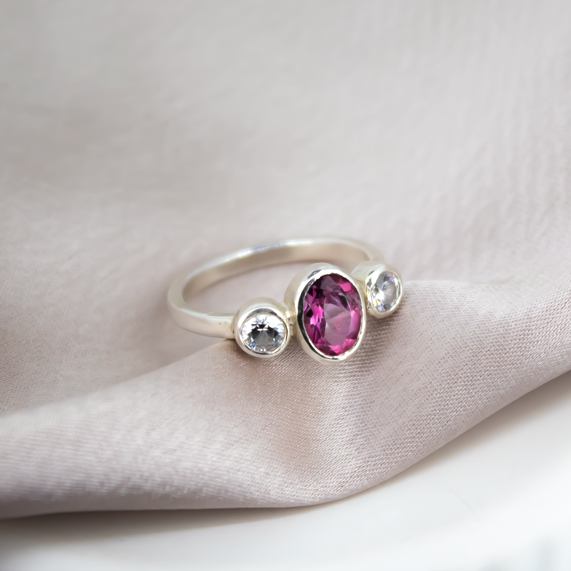 Tourmaline Trilogy Empire Ring in Sterling Silver