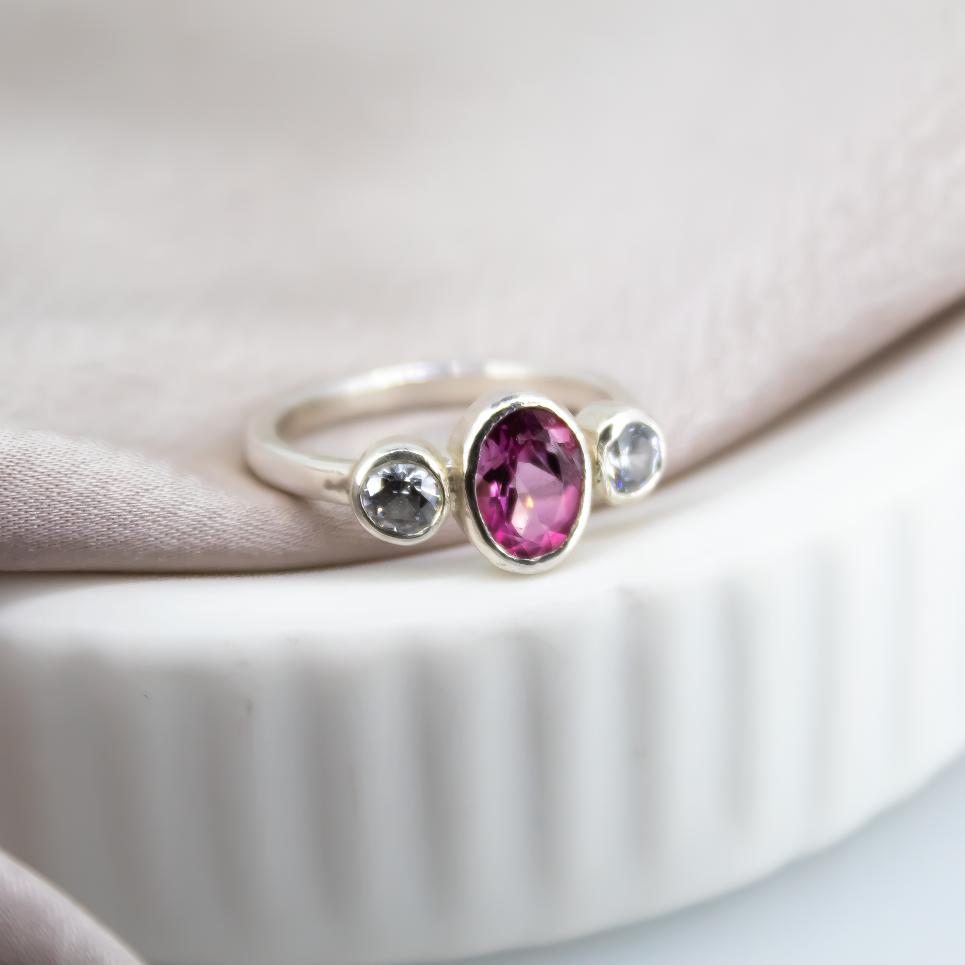 Tourmaline Trilogy Empire Ring in Sterling Silver