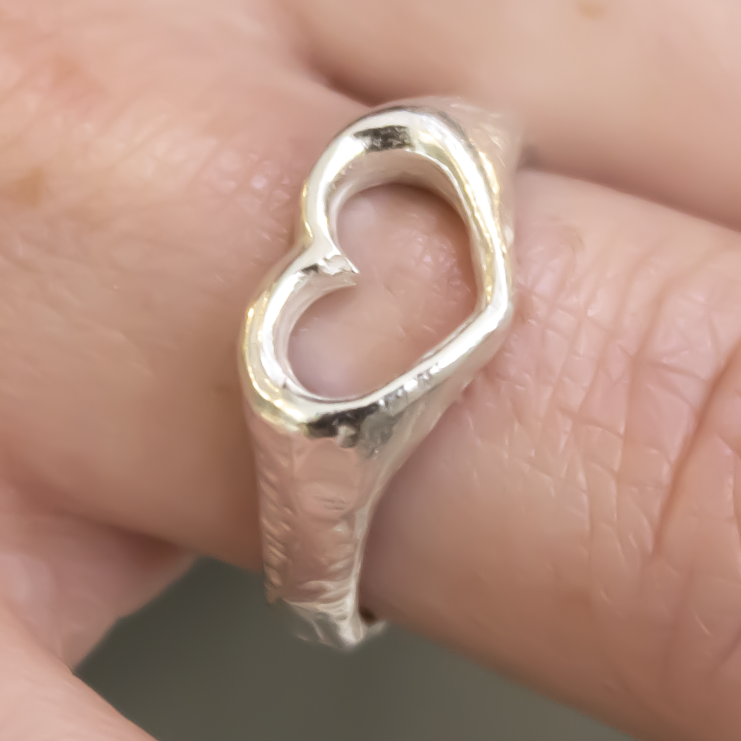 Open Heart Sterling Silver Signet Ring