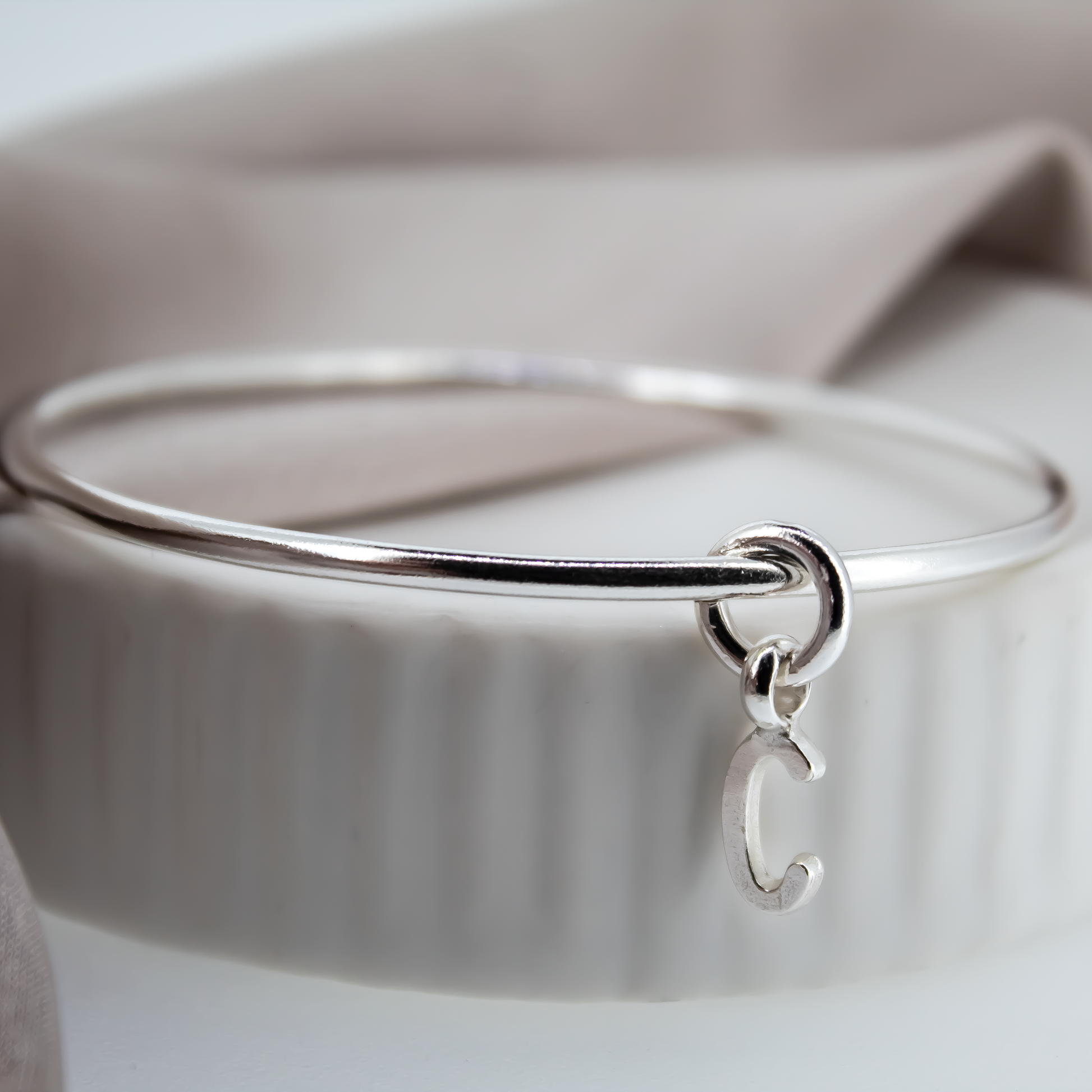 Personalised Silver Initial Bangle