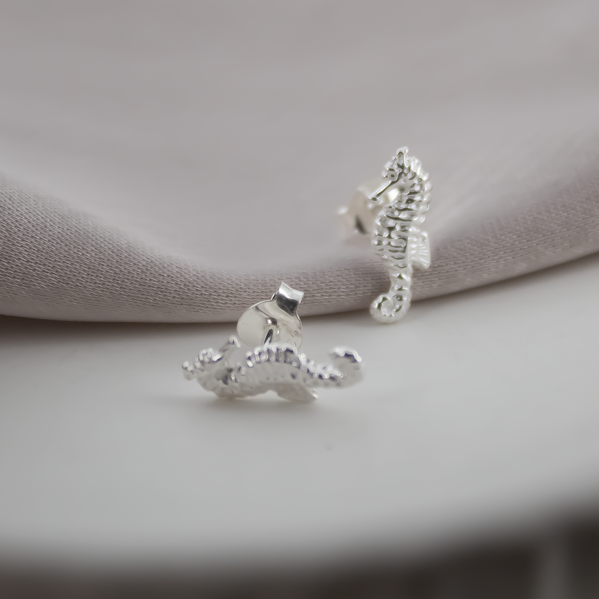 Seahorse Sterling Silver Stud Earrings
