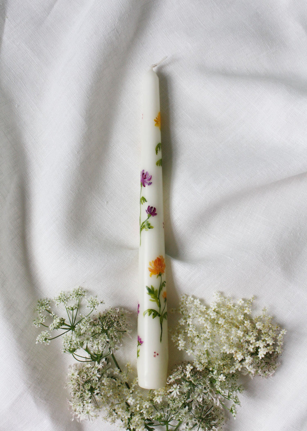 November Chrysanthemum Birth Flower Hand Painted Candle