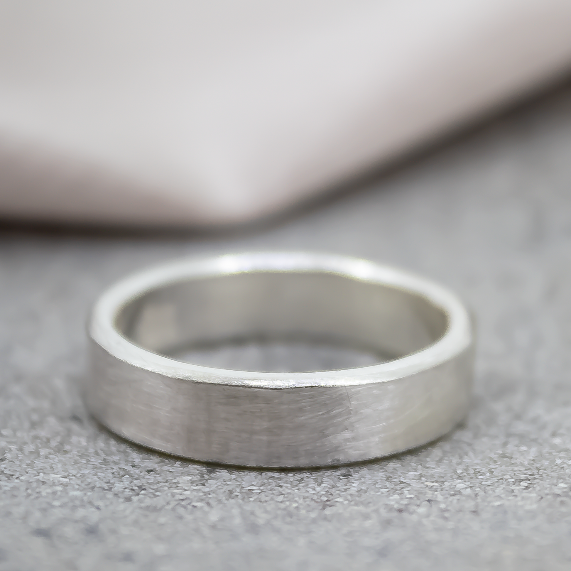 Brushed Sterling Silver Band Ring Unisex