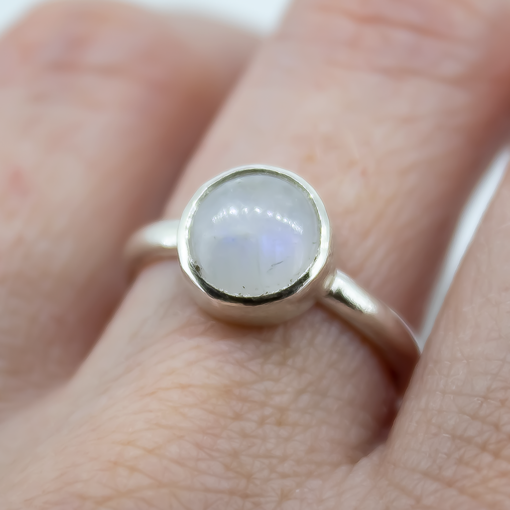 Rainbow Moonstone Ring in Sterling Silver