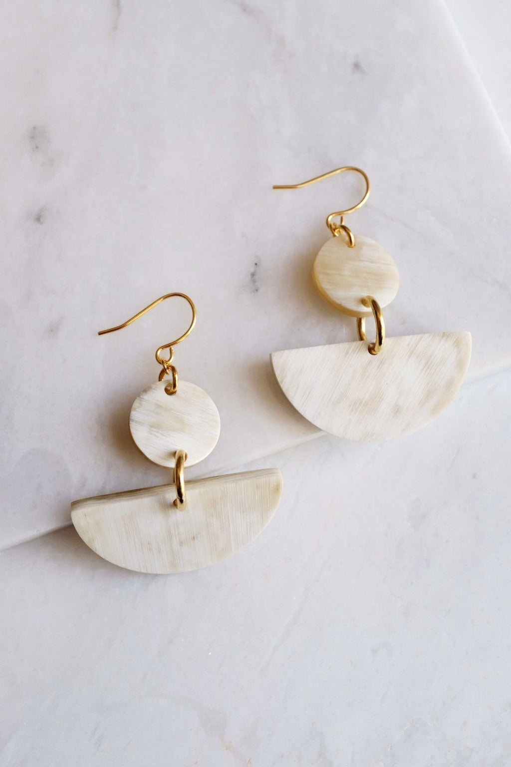 Buffalo Horn Geometric Statement Dangle Earrings