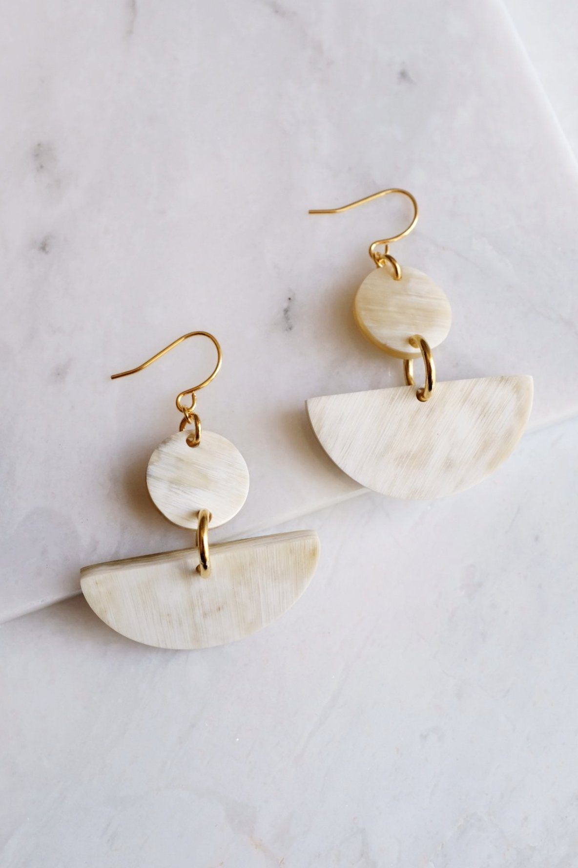 Buffalo Horn Geometric Statement Dangle Earrings