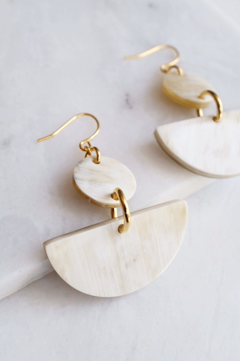 Buffalo Horn Geometric Statement Dangle Earrings