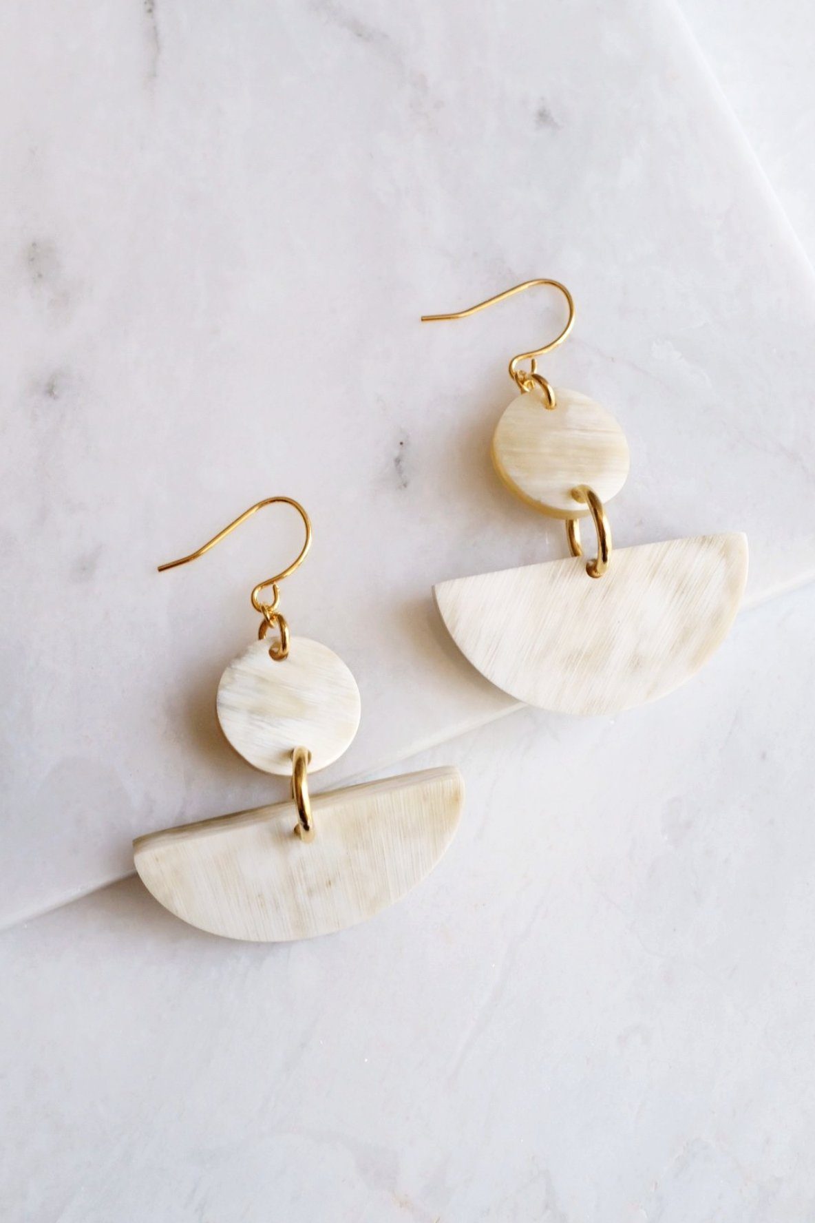 Buffalo Horn Geometric Statement Dangle Earrings