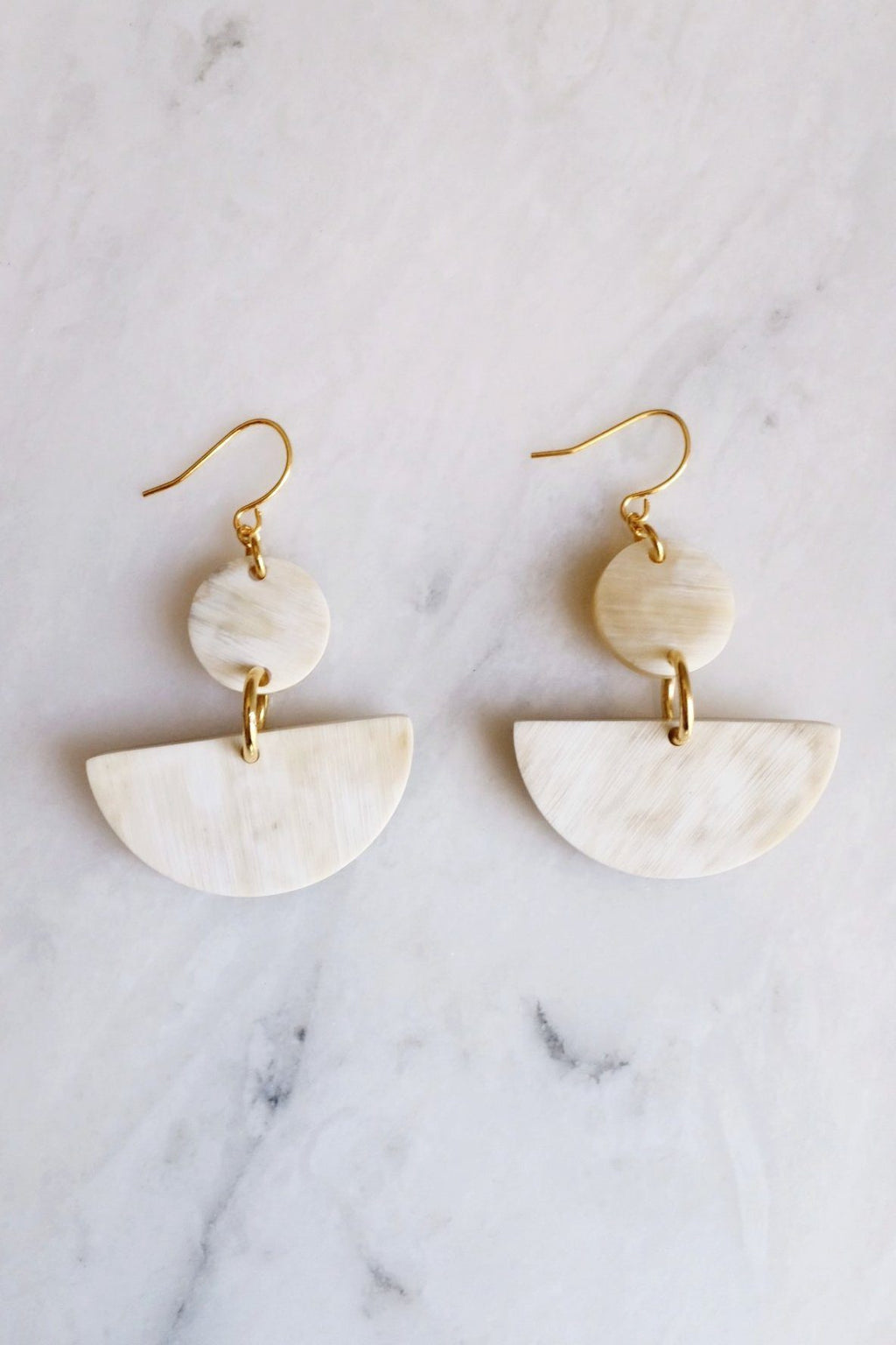 Buffalo Horn Geometric Statement Dangle Earrings