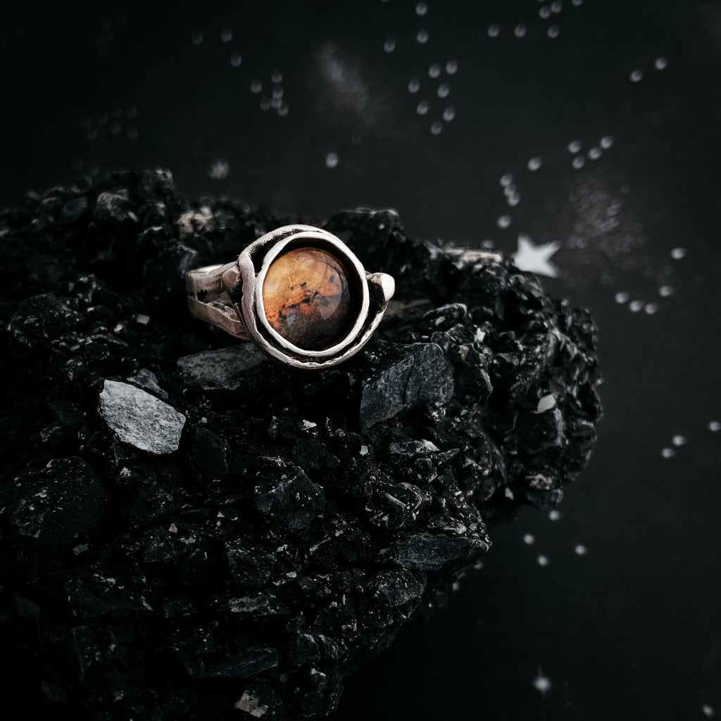 Mars and Moons Silver Ring Adjustable